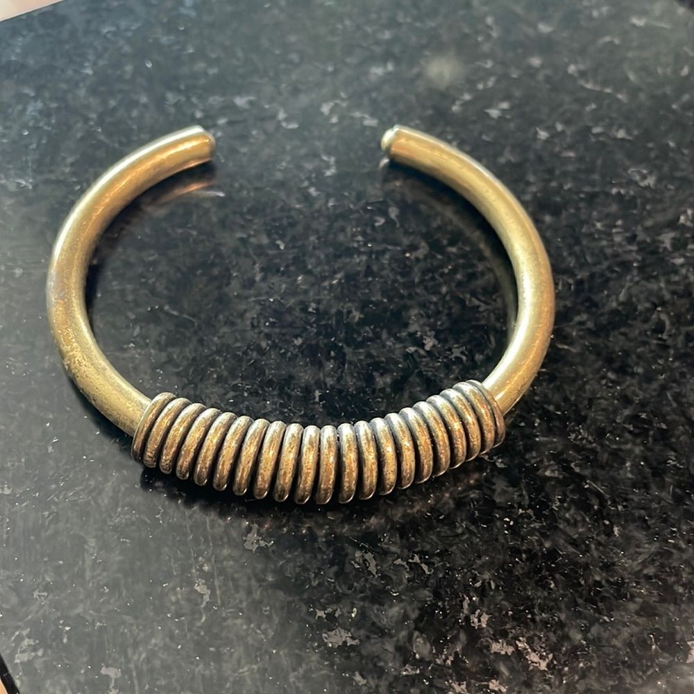 Jewelmint brassy/gold distressed cuff bracelet- wrap-style design boho traveler